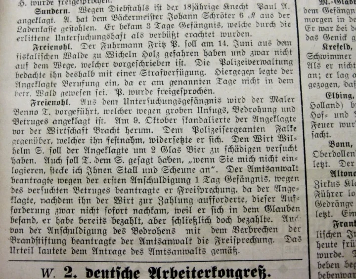 Zeitungsartikel aus dem Jahre 1907