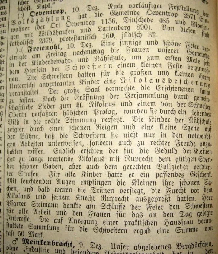 Nikolausbescherung in der Kinderbewahr- und Nähschule