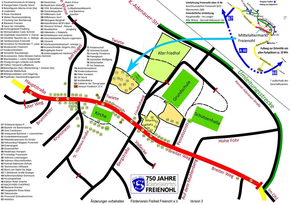 Lageplan zum Bürgerfest mit Mittelaltermarkt