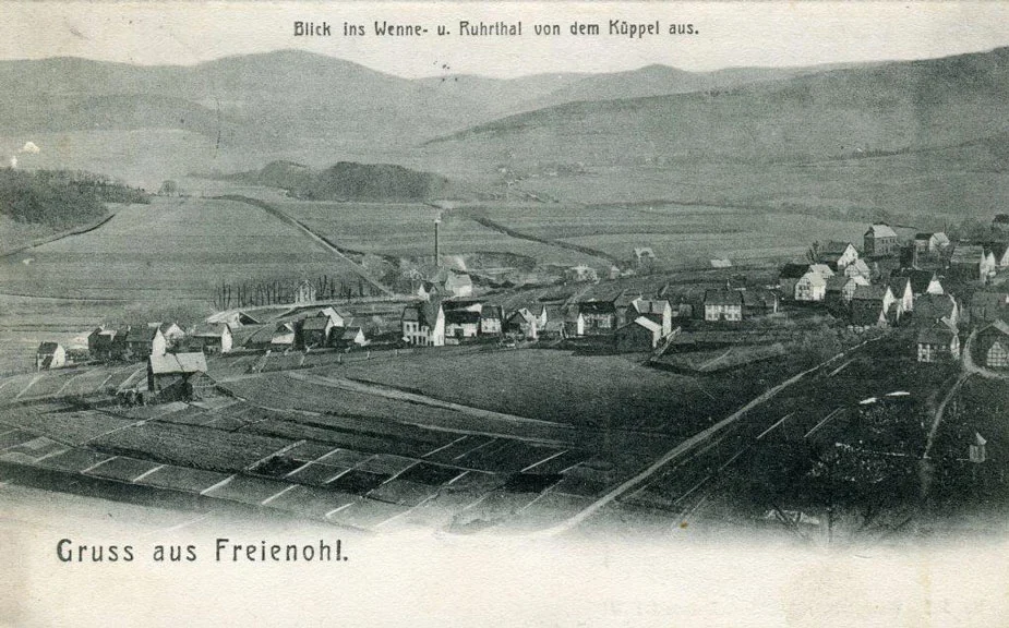 Blick auf Freienohl in Richtung Wennemen und seinem Ruhrtal - ca. 1907