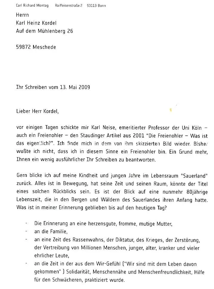 Brief von Carl-Richard Montag
