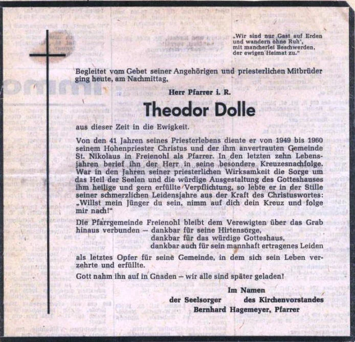 Todesanzeige in der Zeitung