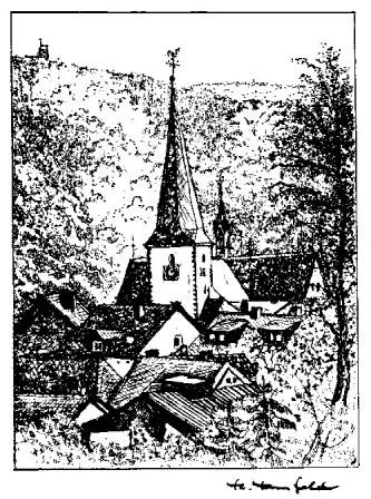 Die Freienohler Pfarrkirche eingebettet im Ortszentrum