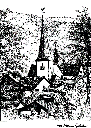 Blick auf Freienohl, alter Stich