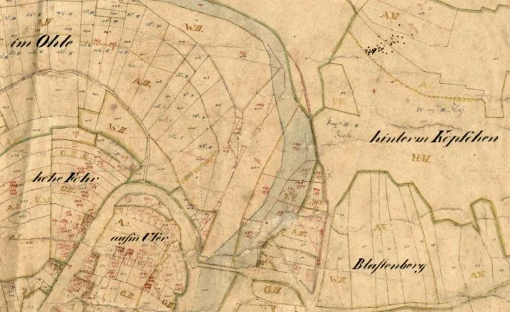 Urkasterkarte der Flur 1, aufgenommen im Jahre 1827