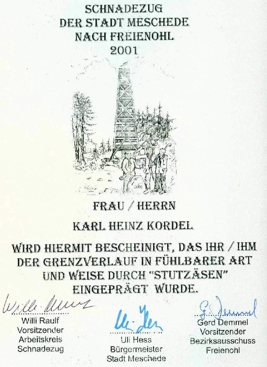 Urkunde Schnadezug 2001