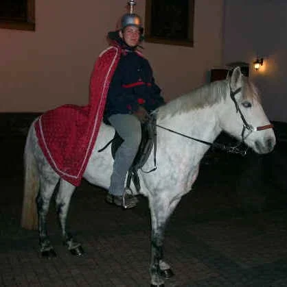 Vor dem Festzug reitet St. Martin auf einem weißen Schimmel.