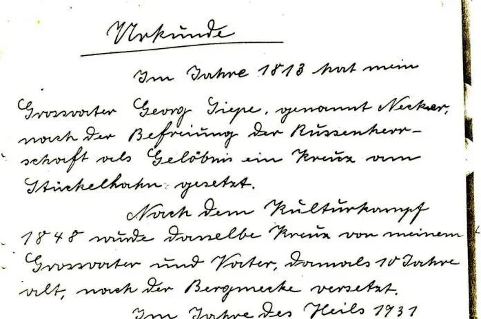 Urkunde aus dem Jahre 1931.