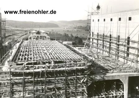 Aufnahme vom 23.10.1937 vom Bau des Zellstoffwerks. Im Hintergrund ist Glösingen und Dinschede zu sehne.