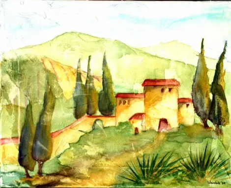 gemaltes Bild: Italienische Landschaft