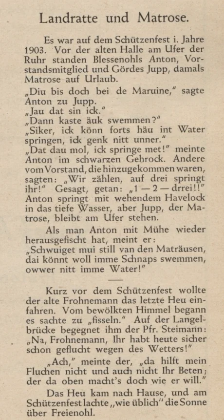 Artikel in der Schützenfestschrift zum 250 Jährigen im Juli 1952