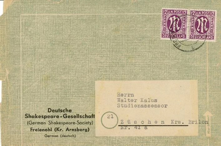 Deutsche Shakespeare-Gesellschaft - Briefumschlag
