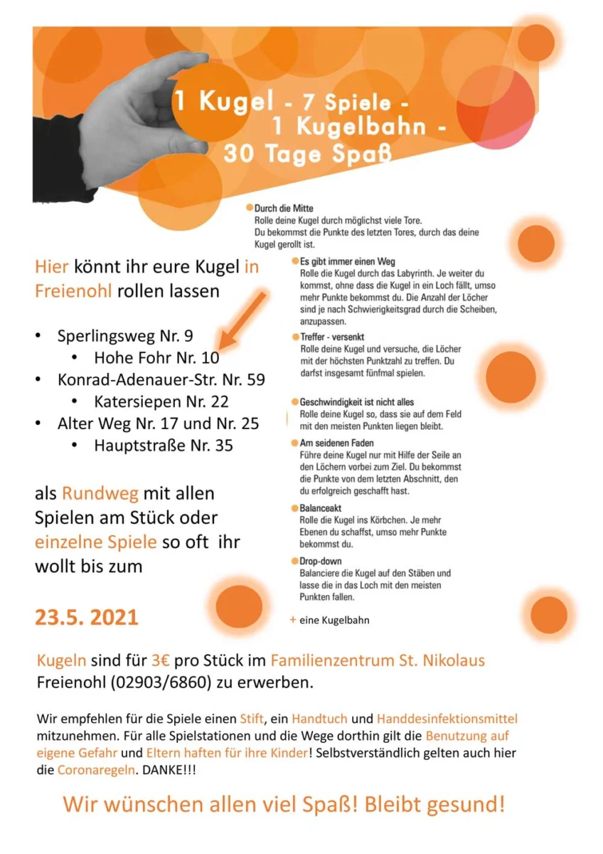 1 Kugel- 8 Spiele- 30 Tage Spaß!