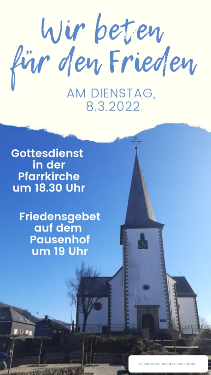 Friedensgebet - Jeden Dienstag im 19 Uhr auf dem Pausenhof
