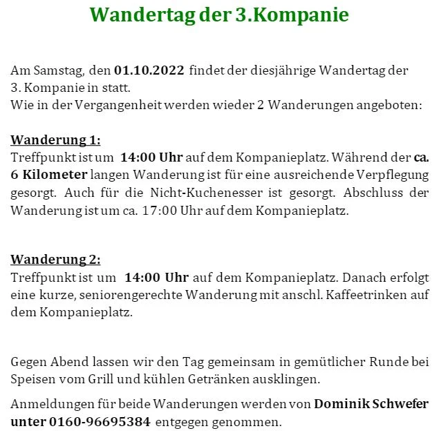 Wandertag der 3 . Kompanie
