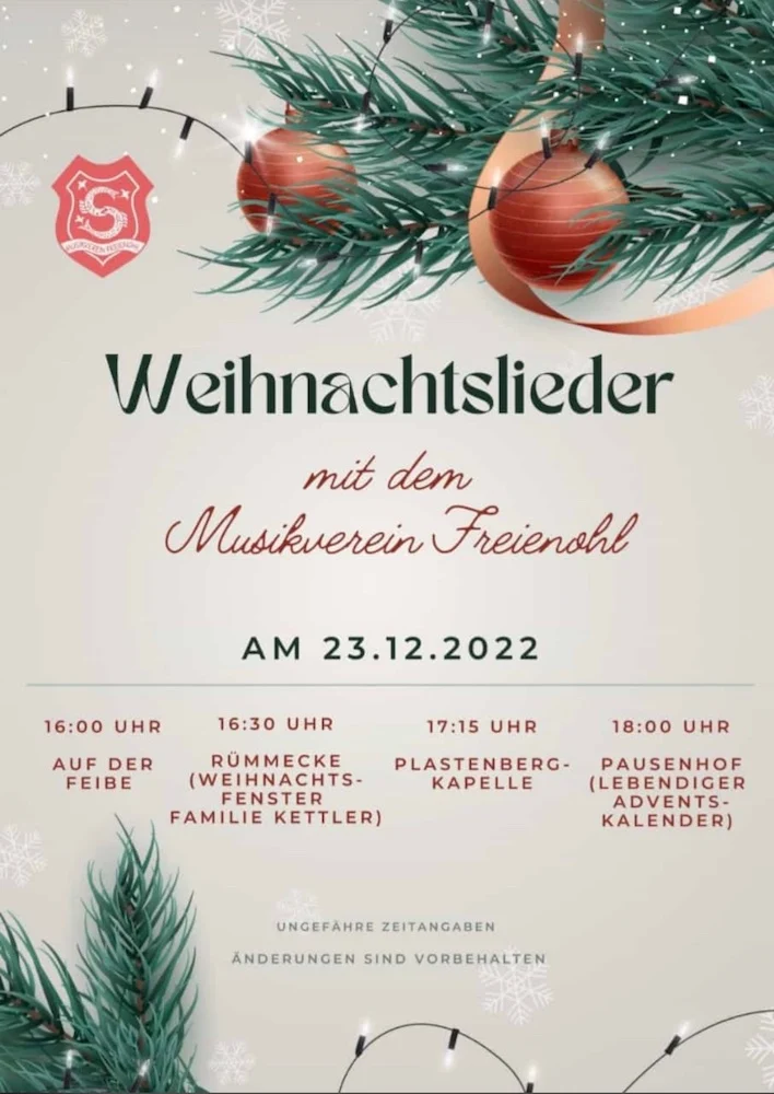 Weihnachtslieder singen mit dem Musikverein
