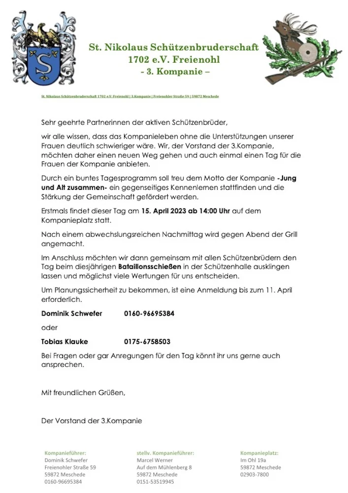 Tag für die Frauen der 3. Kpmpanie
