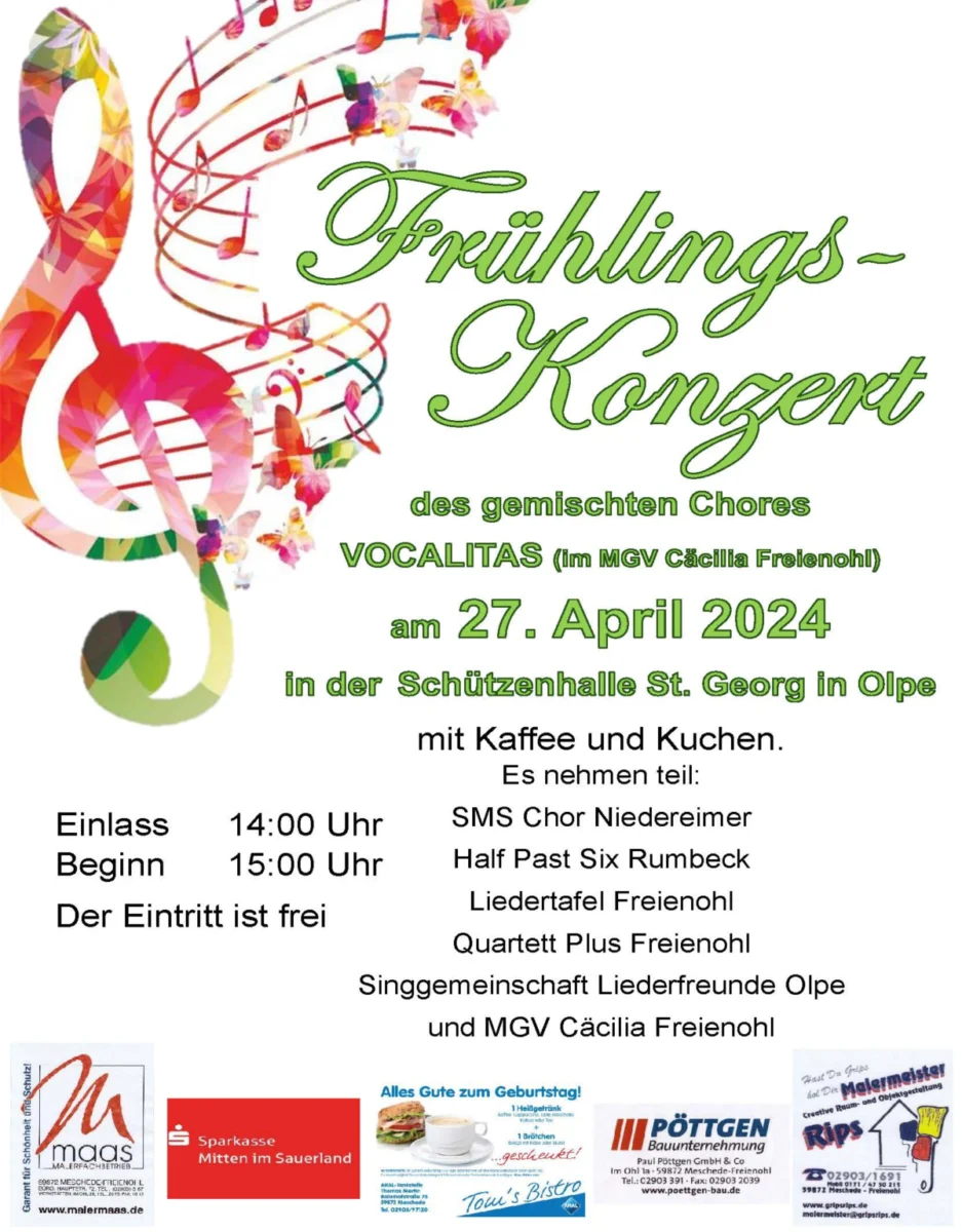 Vocalitas Frühlingskonzert am 27.04.2024
