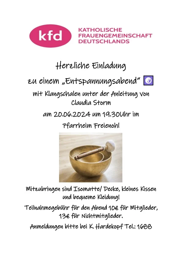 Entspannungsabend mit Klangschalen am 20.06.
