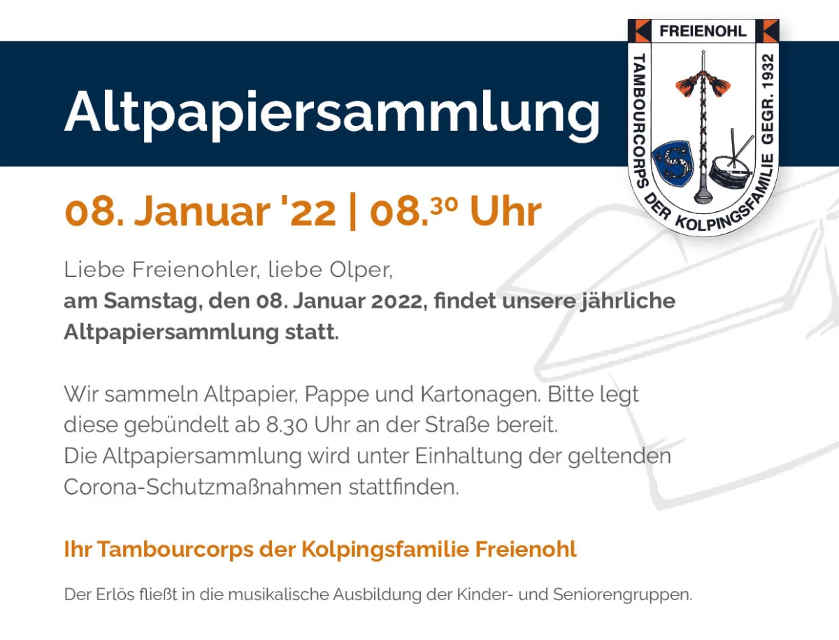 Papiersammlung des TCF am 08.01.2022
