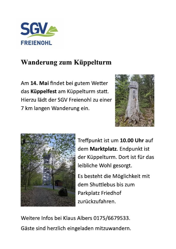 Wanderung zum Küppelturm und dem Küppelfest

